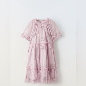 Zara Embroidered Purple Dress with Beading Sz 9